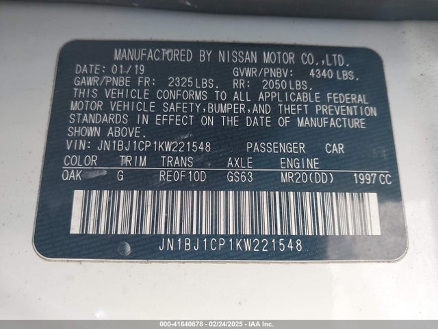 JN1BJ1CP1KW221548 Nissan Rogue Sport S
