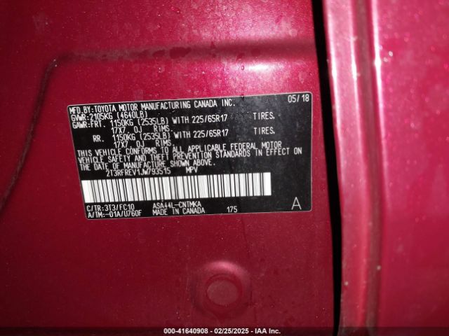 2T3RFREV1JW793515 Toyota Rav4 Xle