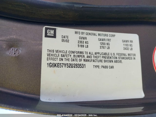 2002 CADILLAC DEVILLE 1G6KE57Y52U283531 Photo 8