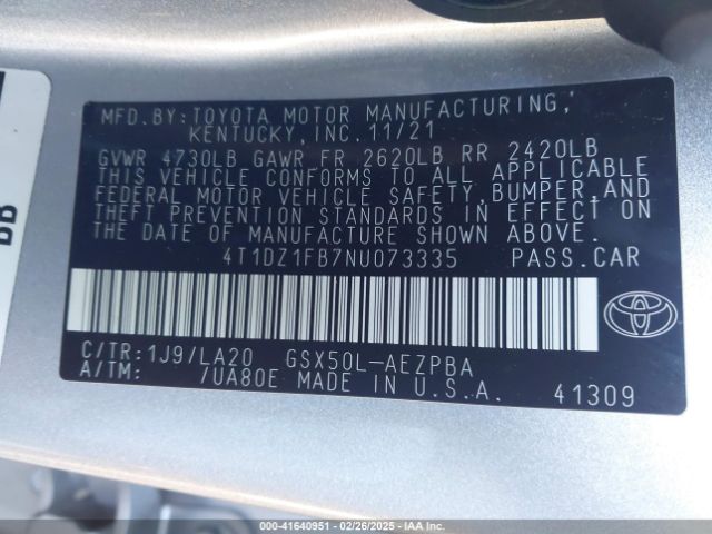 4T1DZ1FB7NU073335 Toyota AVALON LIMITED