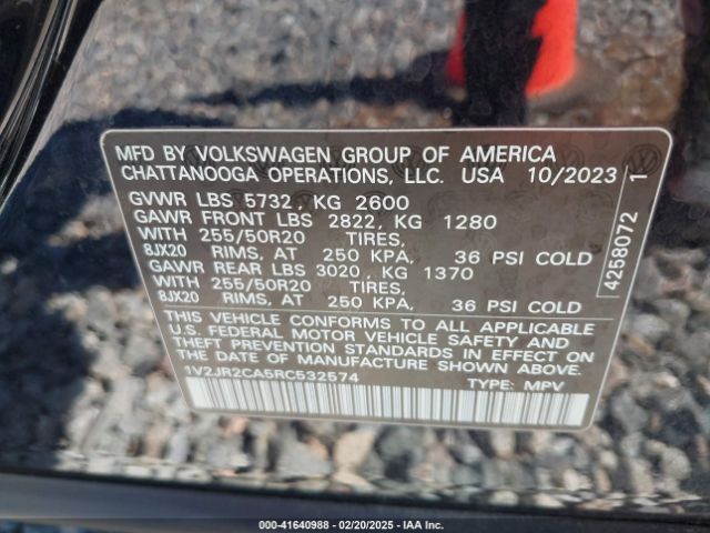 1V2JR2CA5RC532574 Volkswagen Atlas 2.0t Se W/technology