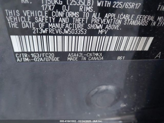 2T3WFREV6JW503353 Toyota Rav4 Adventure/xle