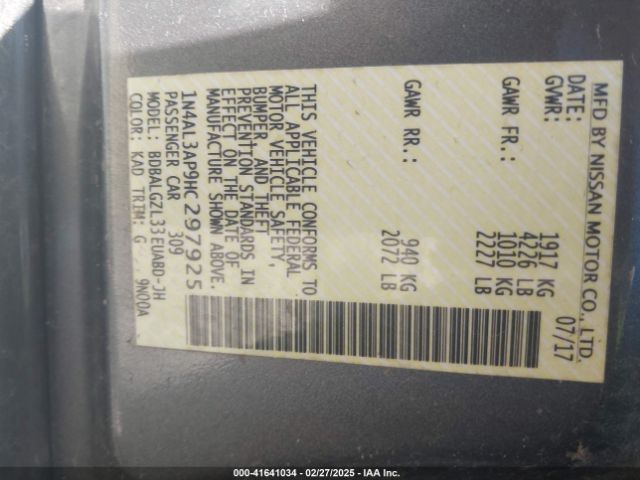 2017 NISSAN ALTIMA 1N4AL3AP9HC297925 Photo 8