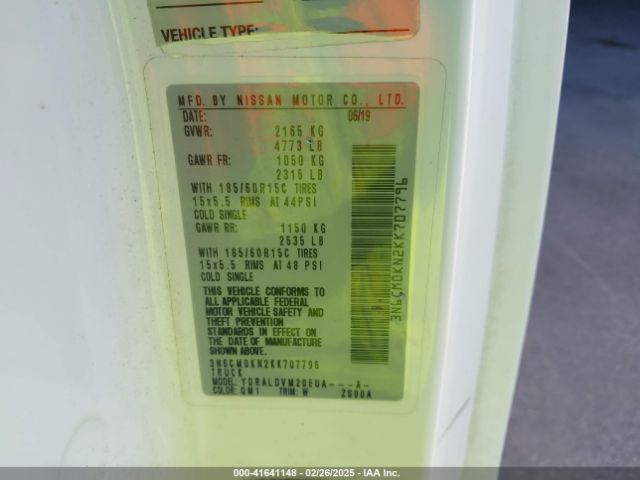 3N6CM0KN2KK707796 Nissan Nv200 S