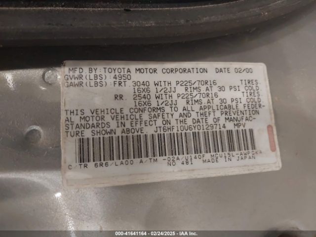 2000 LEXUS RX 300 JT6HF10U6Y0129714 Photo 8