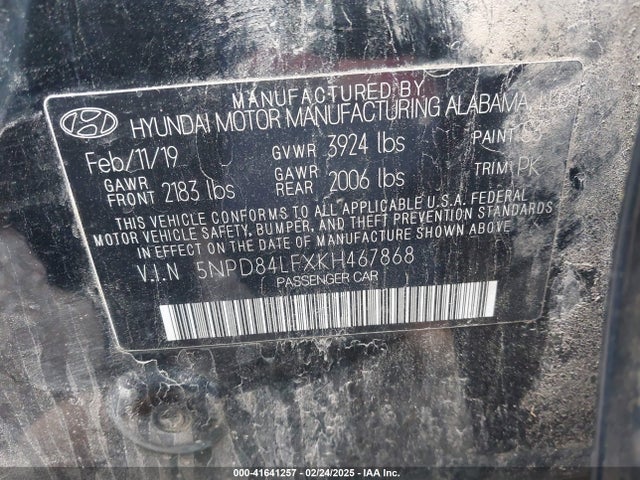 Hyundai ELANTRA SEL 2019 5NPD84LFXKH467868 Image 9