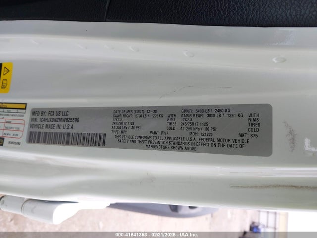 2021 JEEP WRANGLER UNLIMITED 1C4HJXDN2MW625890 Photo 8