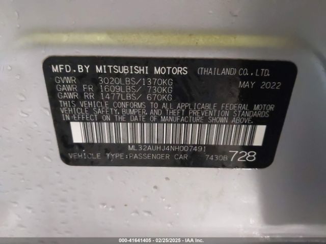 2022 MITSUBISHI MIRAGE ML32AUHJ4NH007491 Photo 8