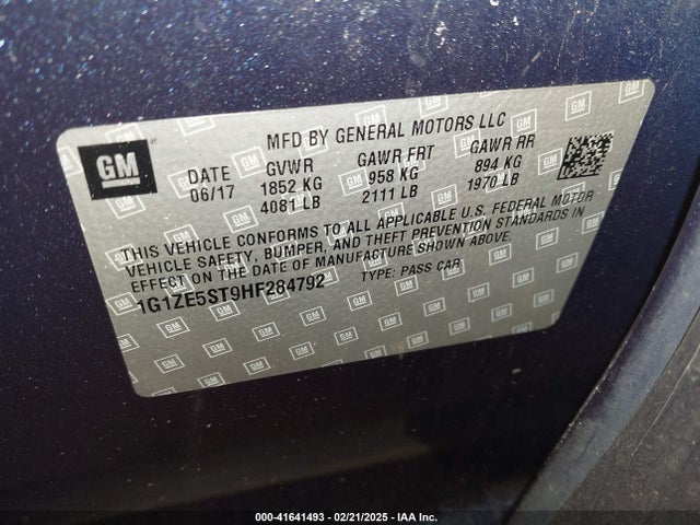 Chevrolet MALIBU 1LT 2017 1G1ZE5ST9HF284792 Image 9