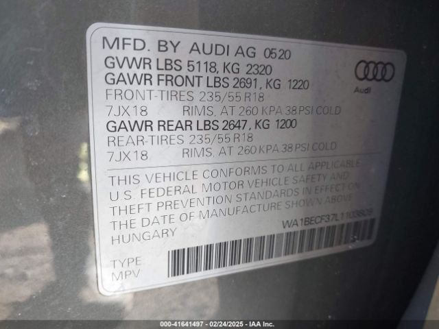 WA1BECF37L1103809 Audi Q3 Premium Plus 45 Tfsi Quattro Tiptronic