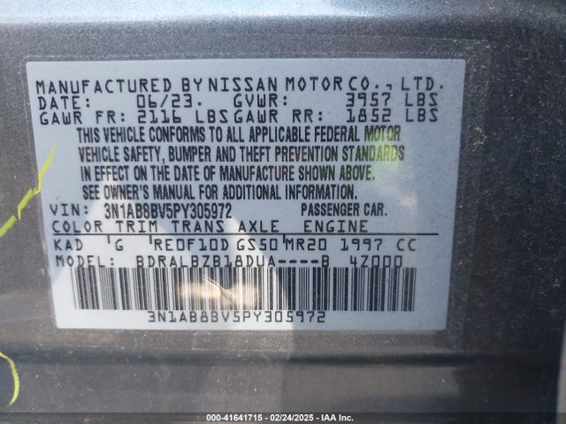 Nissan Sentra S Xtronic Cvt 2023 3N1AB8BV5PY305972 Image 9