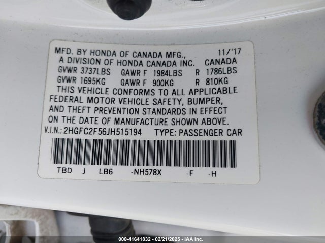 Honda Civic Lx 2018 2HGFC2F56JH515194 Image 9
