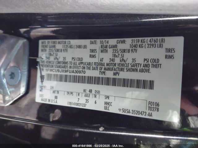 1FMCU9JX9FUA30970 Ford Escape Titanium