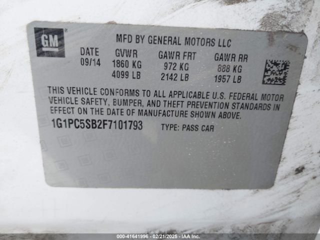 1G1PC5SB2F7101793 Chevrolet Cruze 1lt Auto