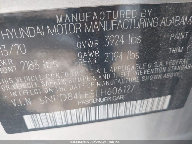 2020 HYUNDAI ELANTRA 5NPD84LF5LH606127 Photo 8
