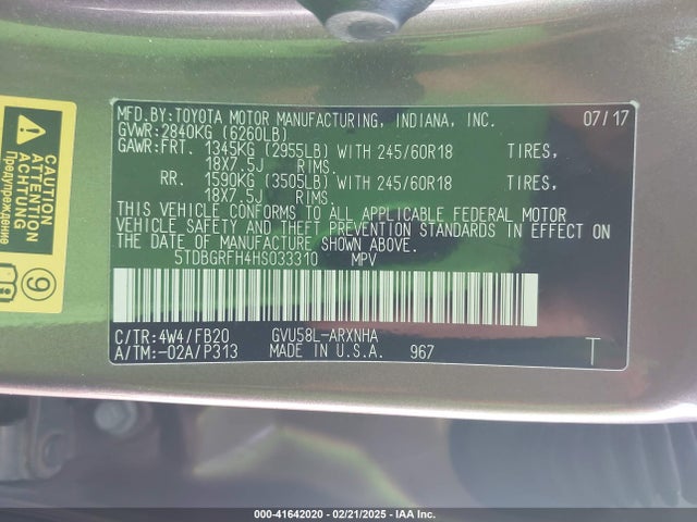 5TDBGRFH4HS033310 Toyota Highlander Hybrid Le