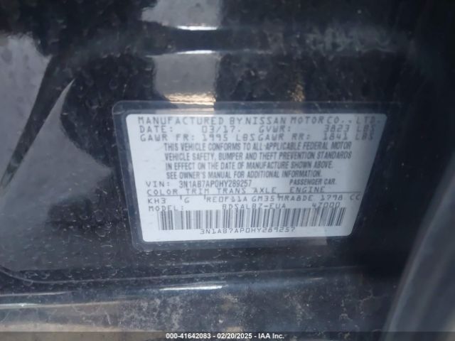 3N1AB7AP0HY289257 Nissan SENTRA S