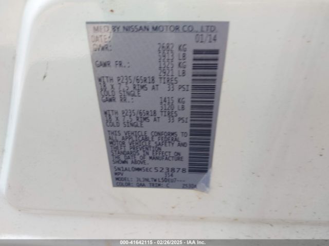 5N1AL0MM5EC523878 Infiniti QX60