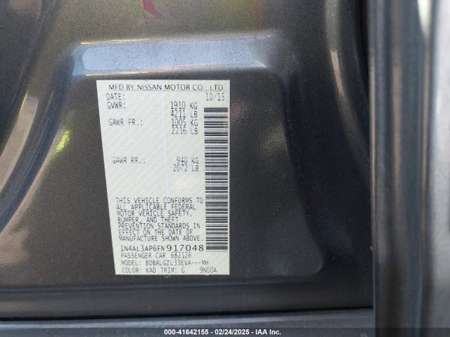 1N4AL3AP6FN917048 Nissan Altima 2.5 S