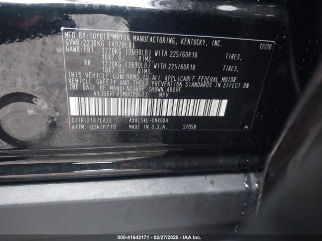 4T3D6RFV5MU022603 Toyota Rav4 Hybrid Limited