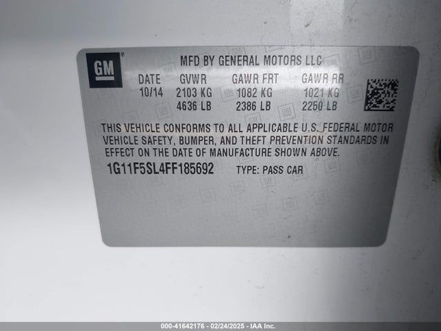 1G11F5SL4FF185692 Chevrolet Malibu 1lz