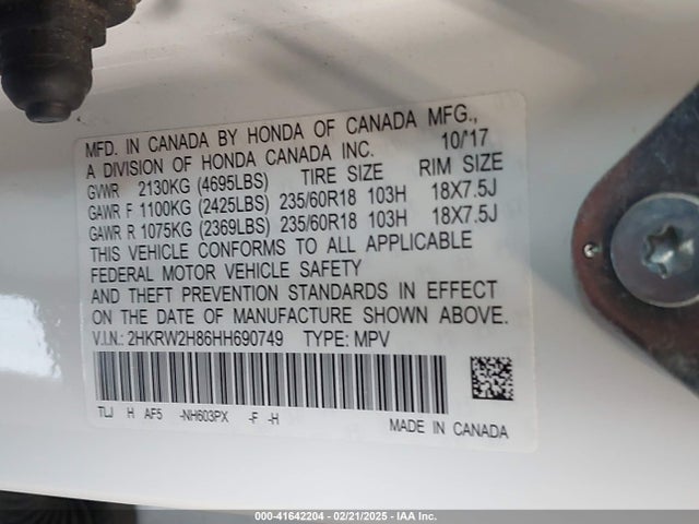 2HKRW2H86HH690749 Honda l15be