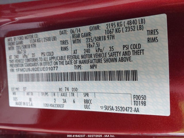 Ford Escape Titanium 2014 1FMCU9J92EUE01077 Image 9