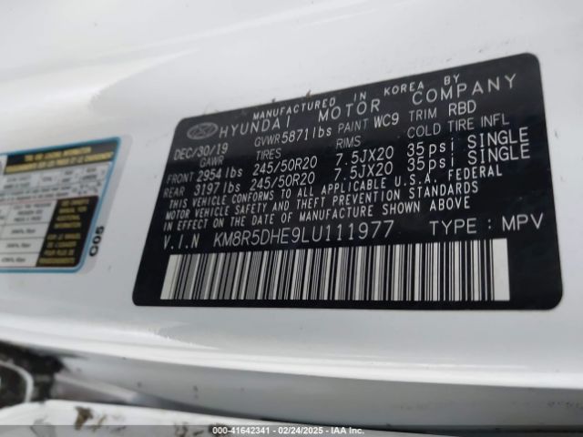 KM8R5DHE9LU111977 Hyundai Palisade Limited