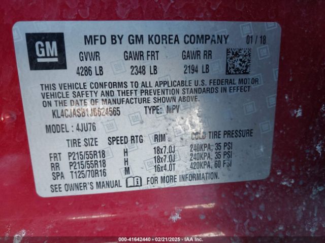 KL4CJASB1JB624565 Buick Encore Preferred