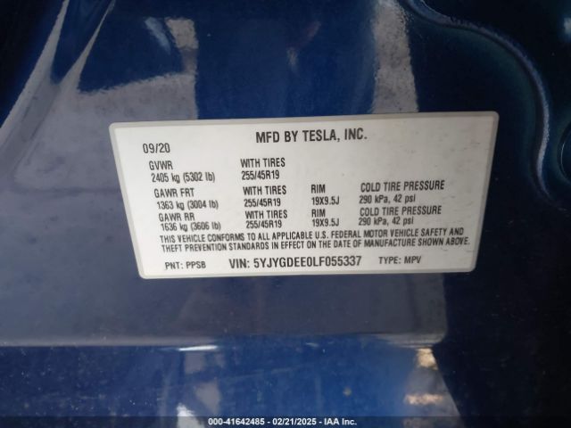 5YJYGDEE0LF055337 Tesla Model Y Long Range Dual Motor All-wheel Drive