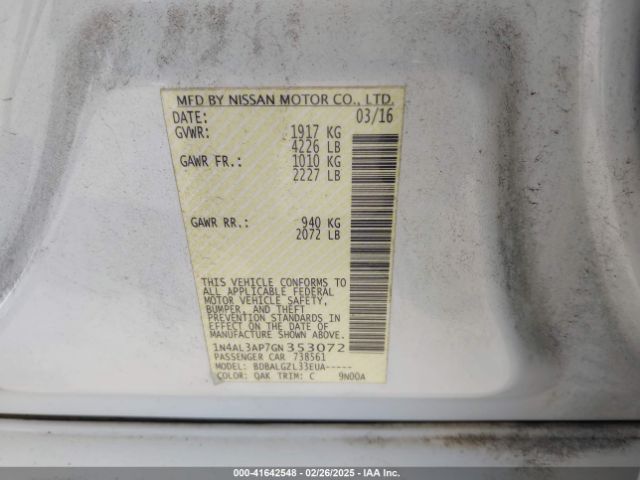 1N4AL3AP7GN353072 Nissan Altima 2.5/2.5 S/2.5 Sl/2.5 Sr/2.5 Sv