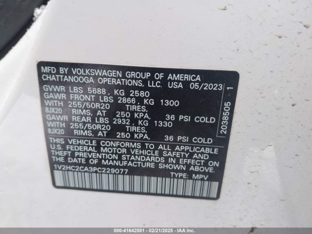 1V2HC2CA3PC229077 Volkswagen Atlas Cross Sport 2.0t Se W/technology