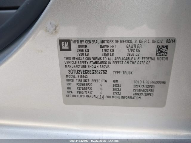 3GTU2VEC8EG382762 GMC Sierra 1500 Slt