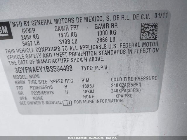 2011 CADILLAC SRX 3GYFNAEY1BS594488 Photo 8