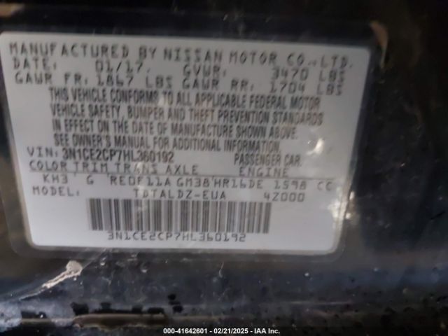 3N1CE2CP7HL360192 Nissan Versa Note Sv