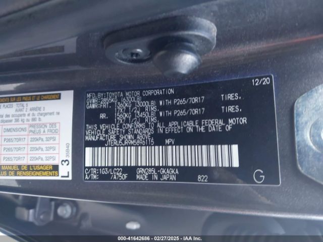 JTERU5JR9M5896115 Toyota 4runner Trd Off Road Premium