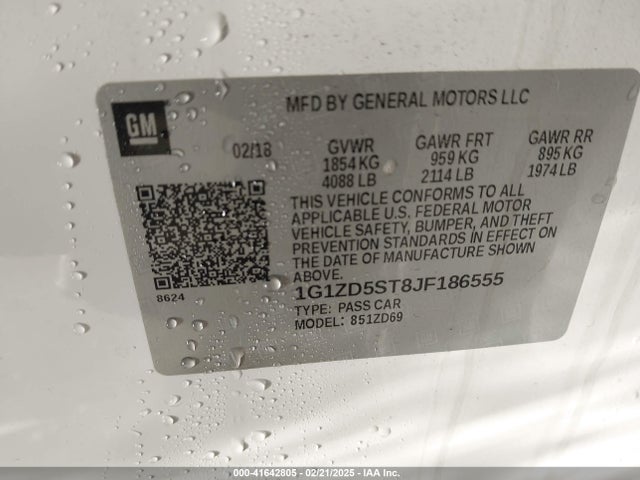 1G1ZD5ST8JF186555 Chevrolet MALIBU LT