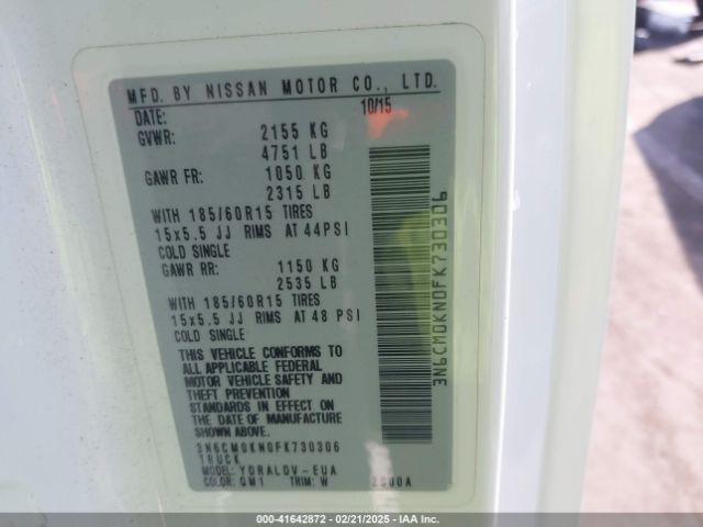 3N6CM0KN0FK730306 Nissan Nv200 S