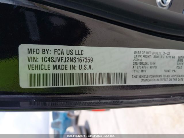 2022 JEEP GRAND WAGONEER 1C4SJVFJ2NS167359 Photo 8