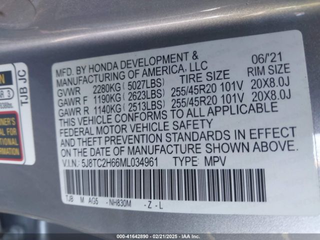 2021 ACURA RDX 5J8TC2H66ML034961 Photo 8