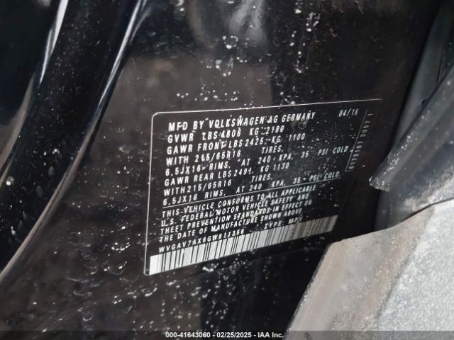WVGAV7AX6GW611356 Volkswagen TIGUAN S