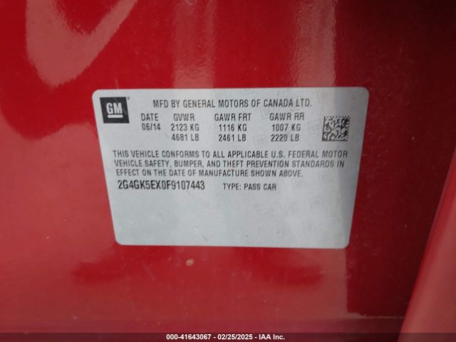 2G4GK5EX0F9107443 Buick Regal Turbo