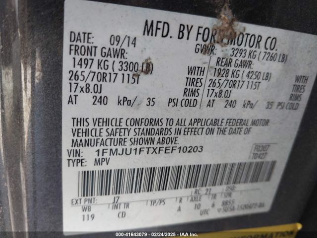 1FMJU1FTXFEF10203 Ford Expedition Xl