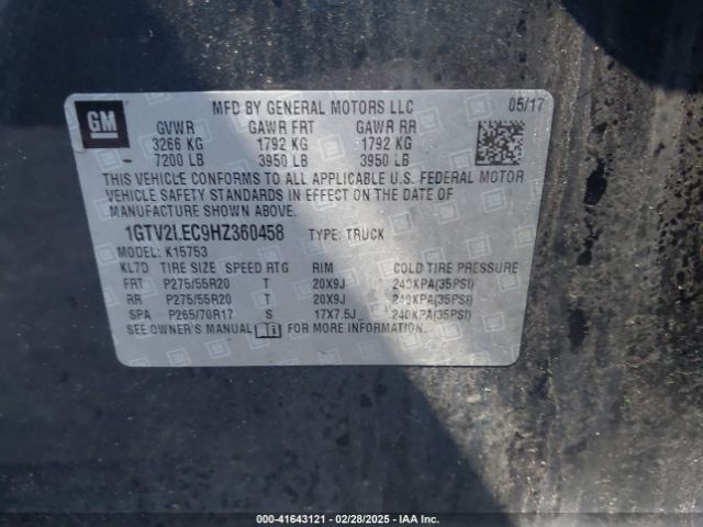 1GTV2LEC9HZ360458 GMC SIERRA 1500
