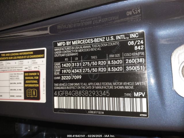 4JGFB4GB8SB293345 Mercedes-Benz Gle 450e 4matic