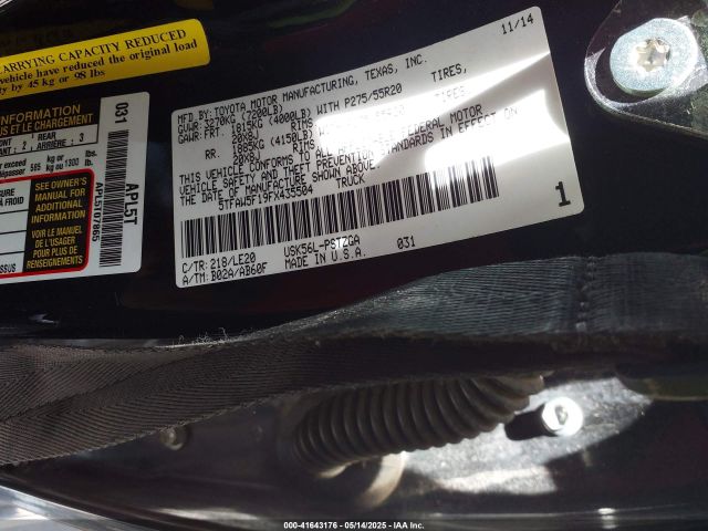 5TFAW5F19FX435504 Toyota Tundra Platinum 5.7l V8