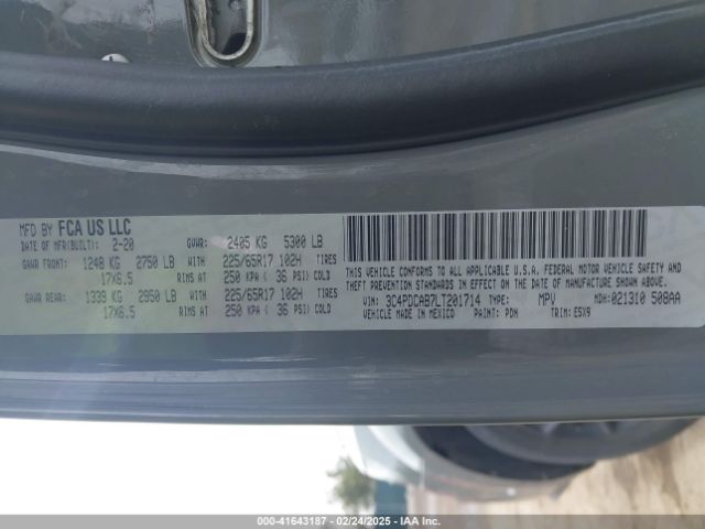 3C4PDCAB7LT201714 Dodge Journey Se Value