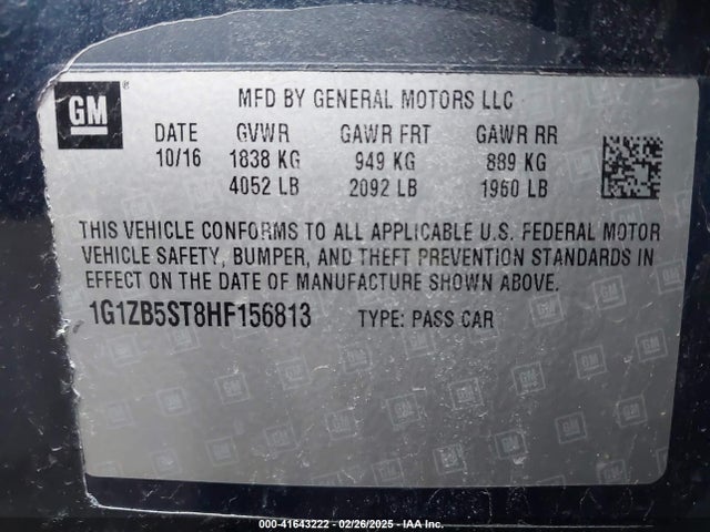 1G1ZB5ST8HF156813 Chevrolet MALIBU LS
