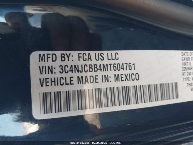 3C4NJCBB4MT604761 Jeep Compass Altitude Fwd