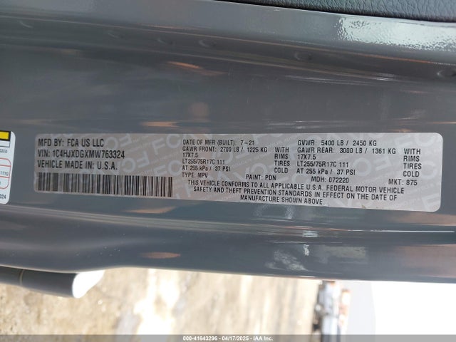 1C4HJXDGXMW763324 Jeep Wrangler